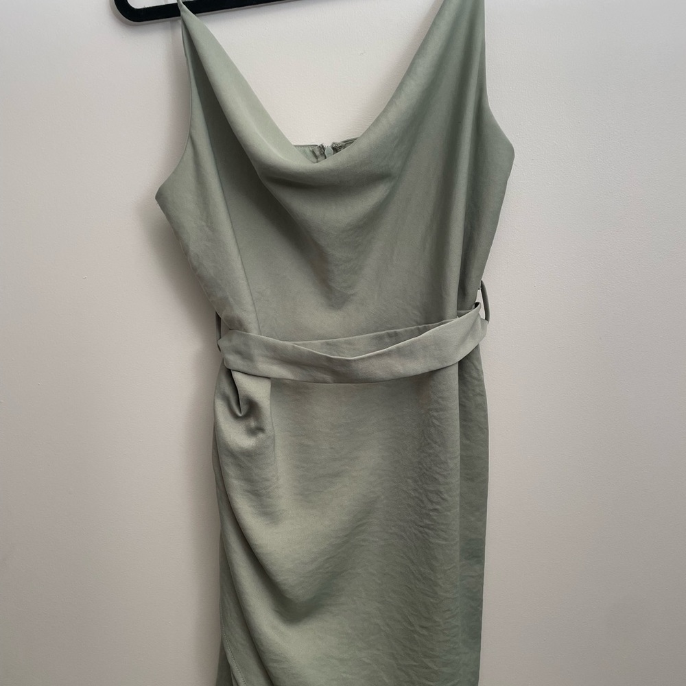 Satin mini dress in Sage
